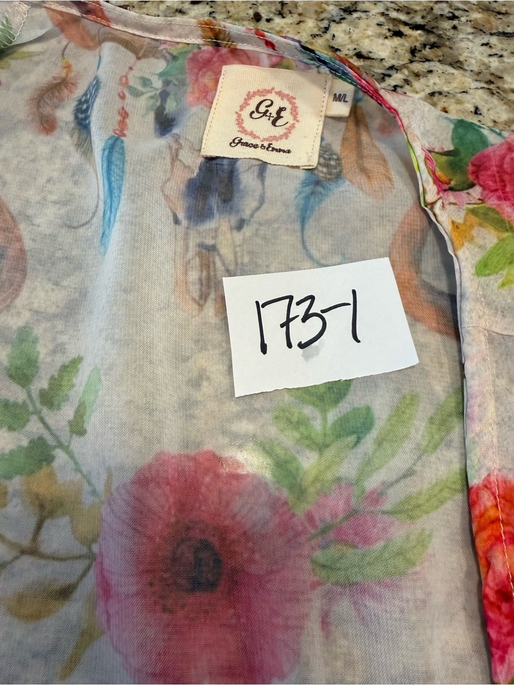 Grace & Emma western kimono coverup floral steer skulls SZ M/L - Picture 9 of 10